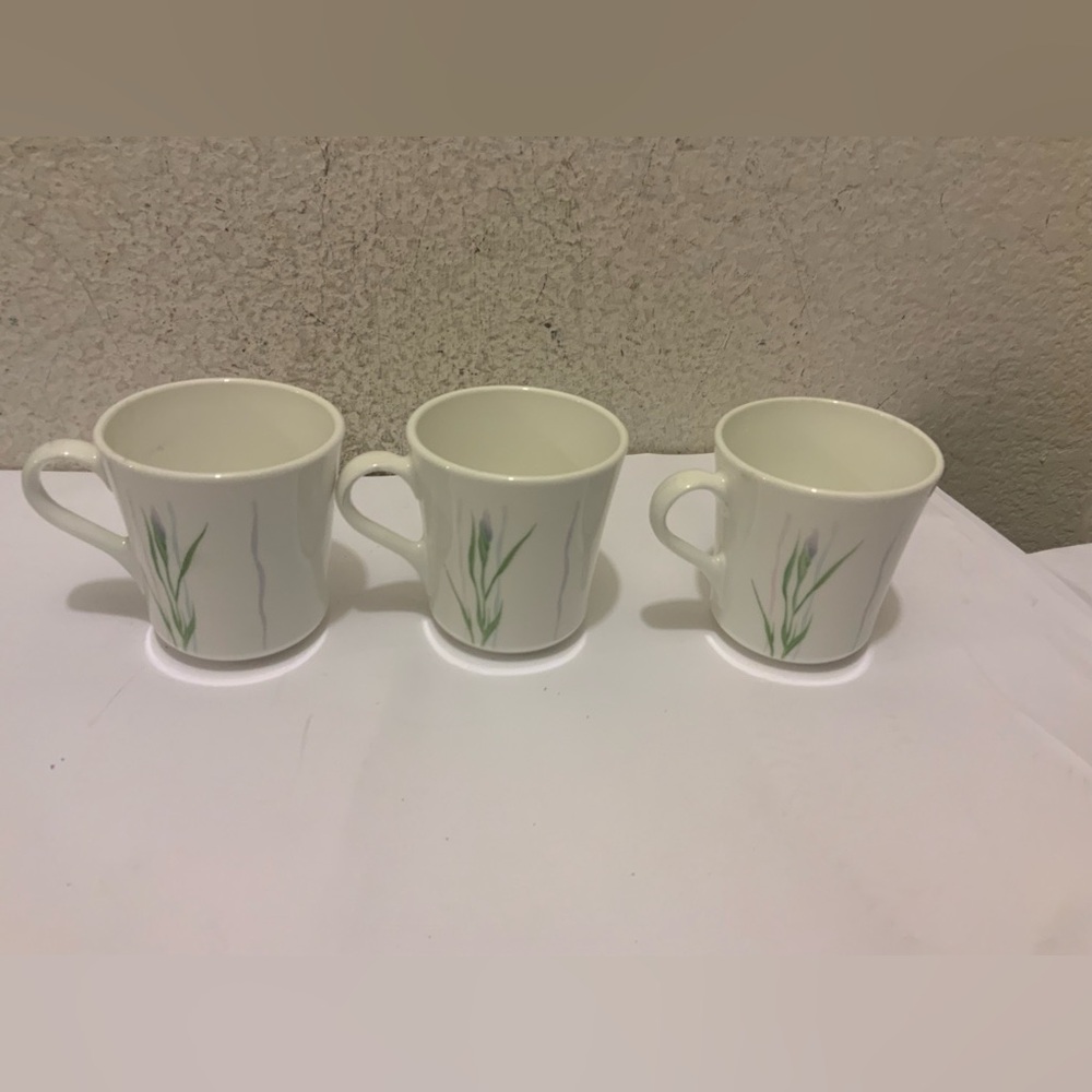 Corelle Corning Shadow Iris Coffee Tea Cups Vintage (Set of 3) Chip Resistant